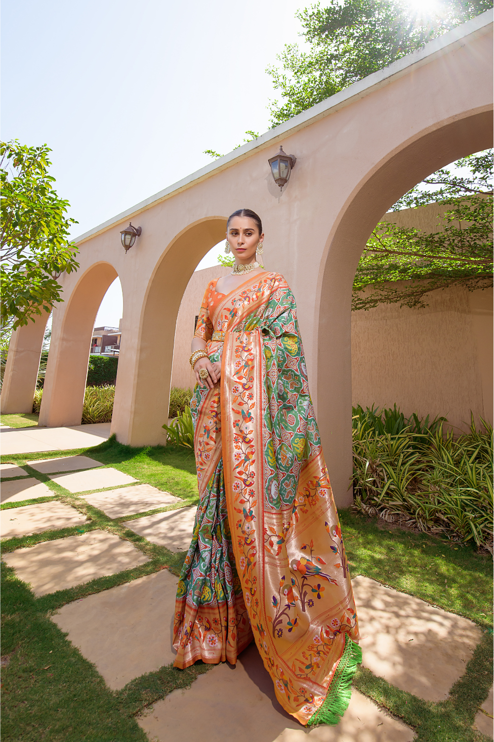 Orange Paithani Silk Saree