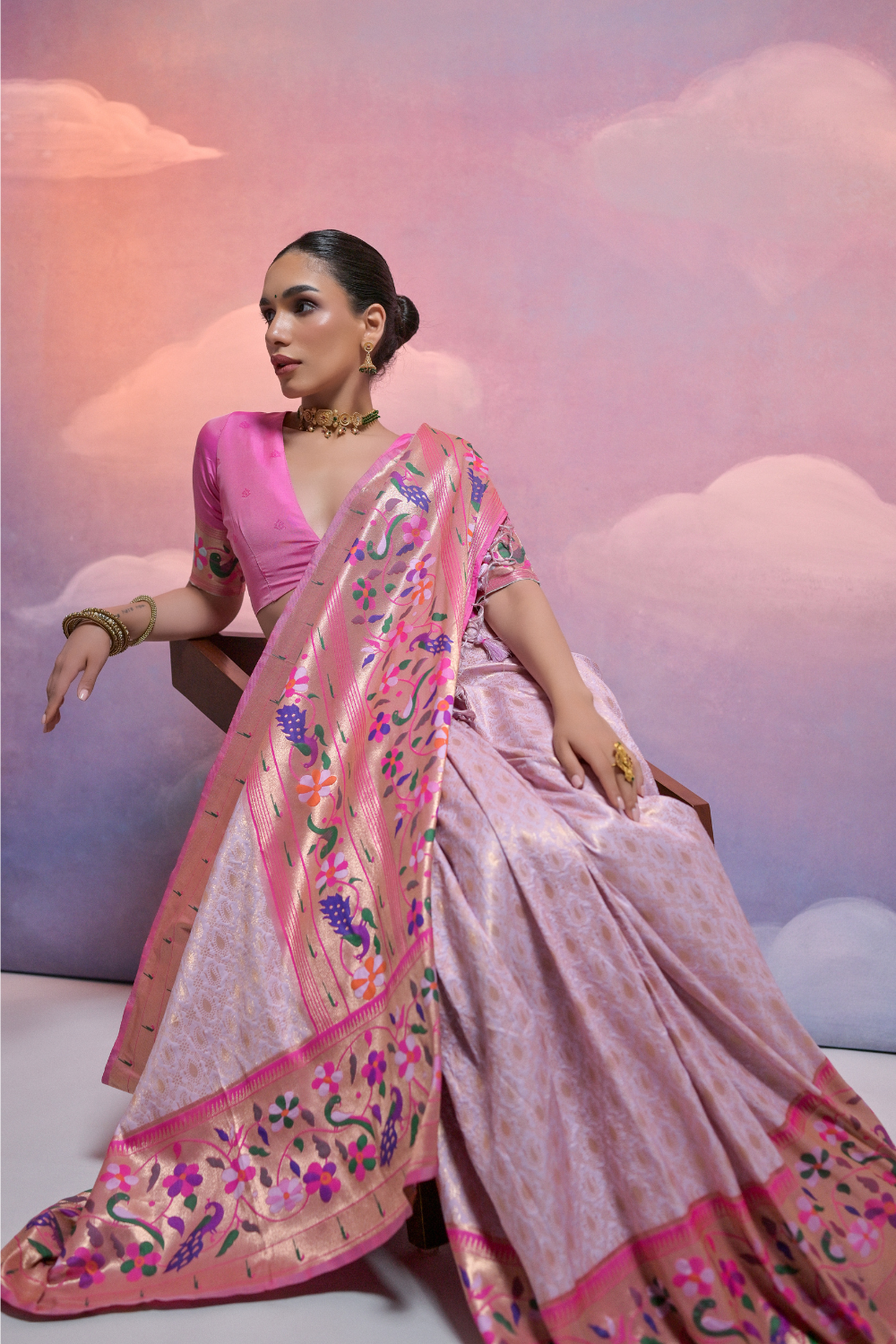 Pista Paithani Silk Saree