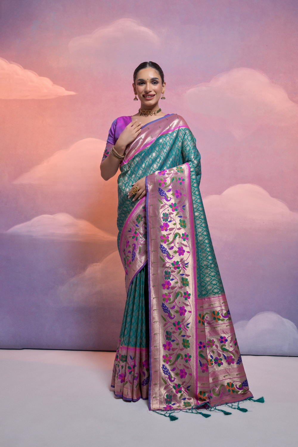 Pista Paithani Silk Saree