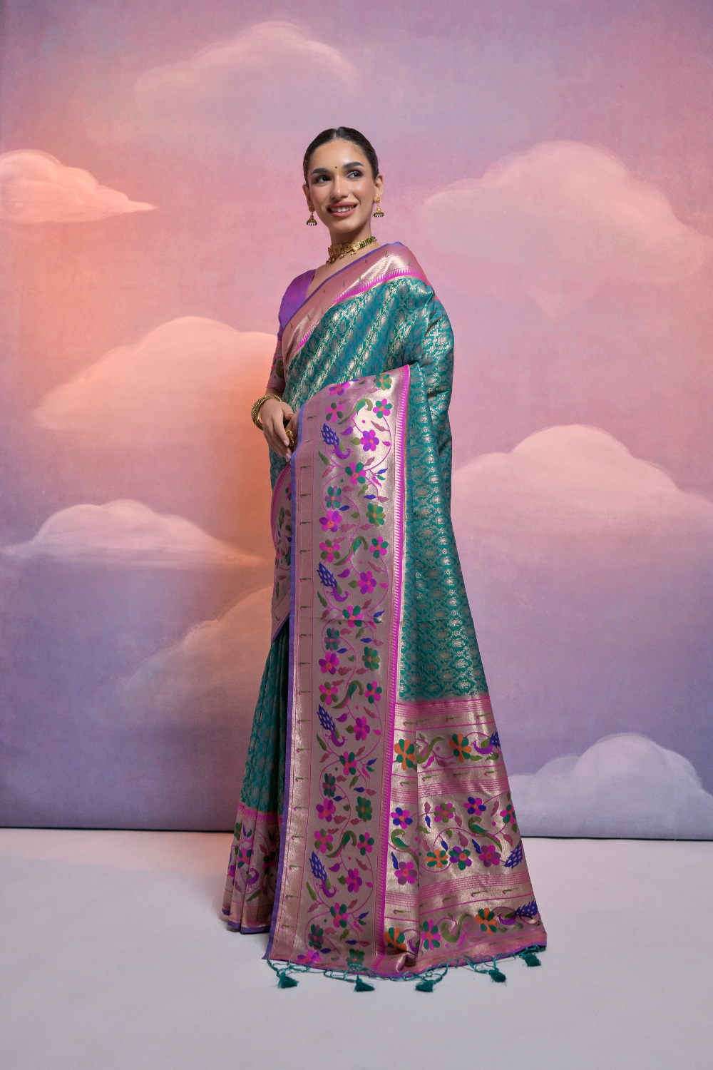 Pista Paithani Silk Saree