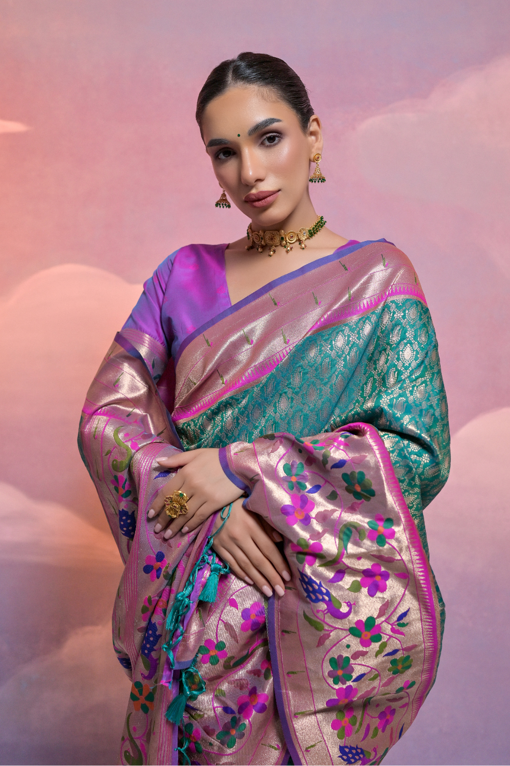 Pista Paithani Silk Saree