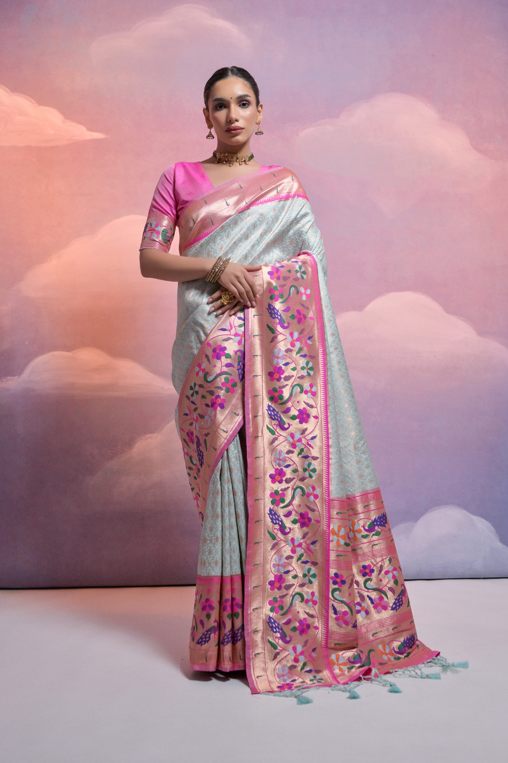 Pista Paithani Silk Saree
