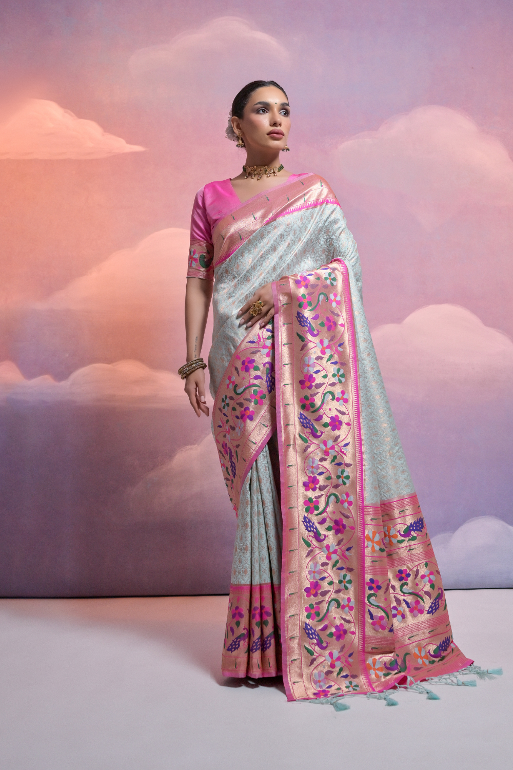 Pista Paithani Silk Saree