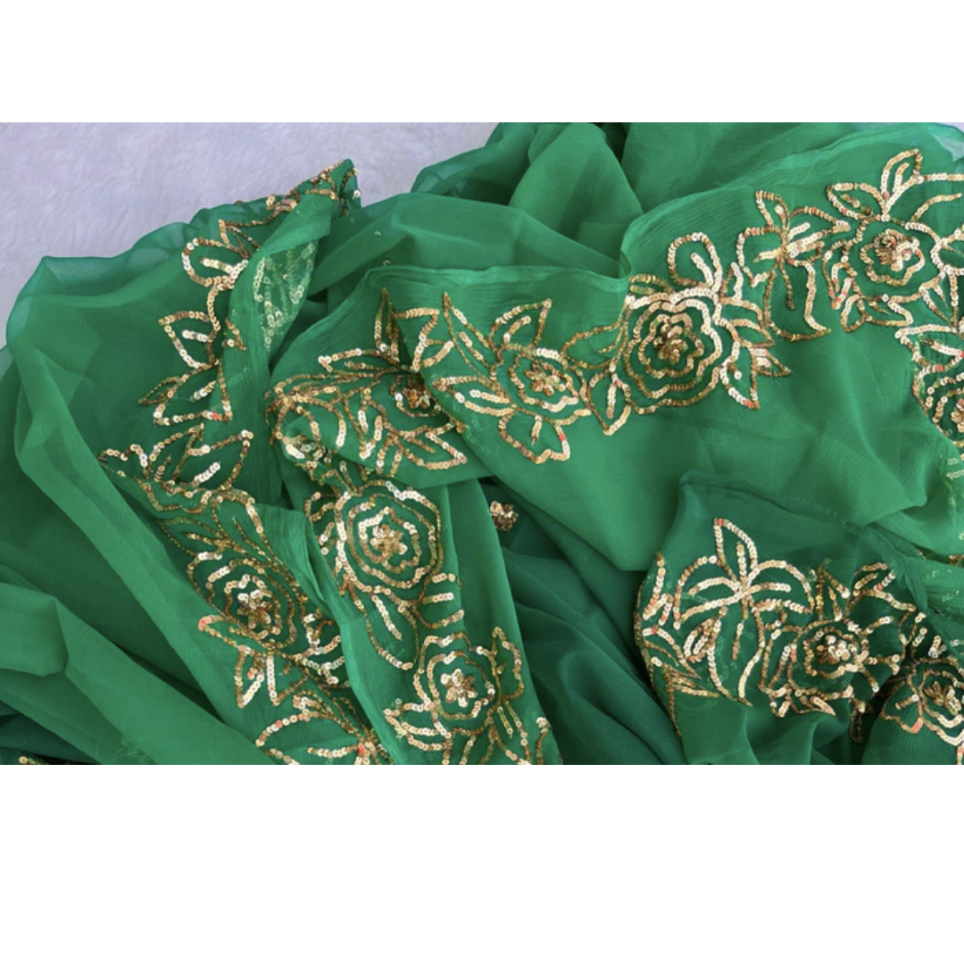 Mughlai Sequin Pure Chiffon Saree