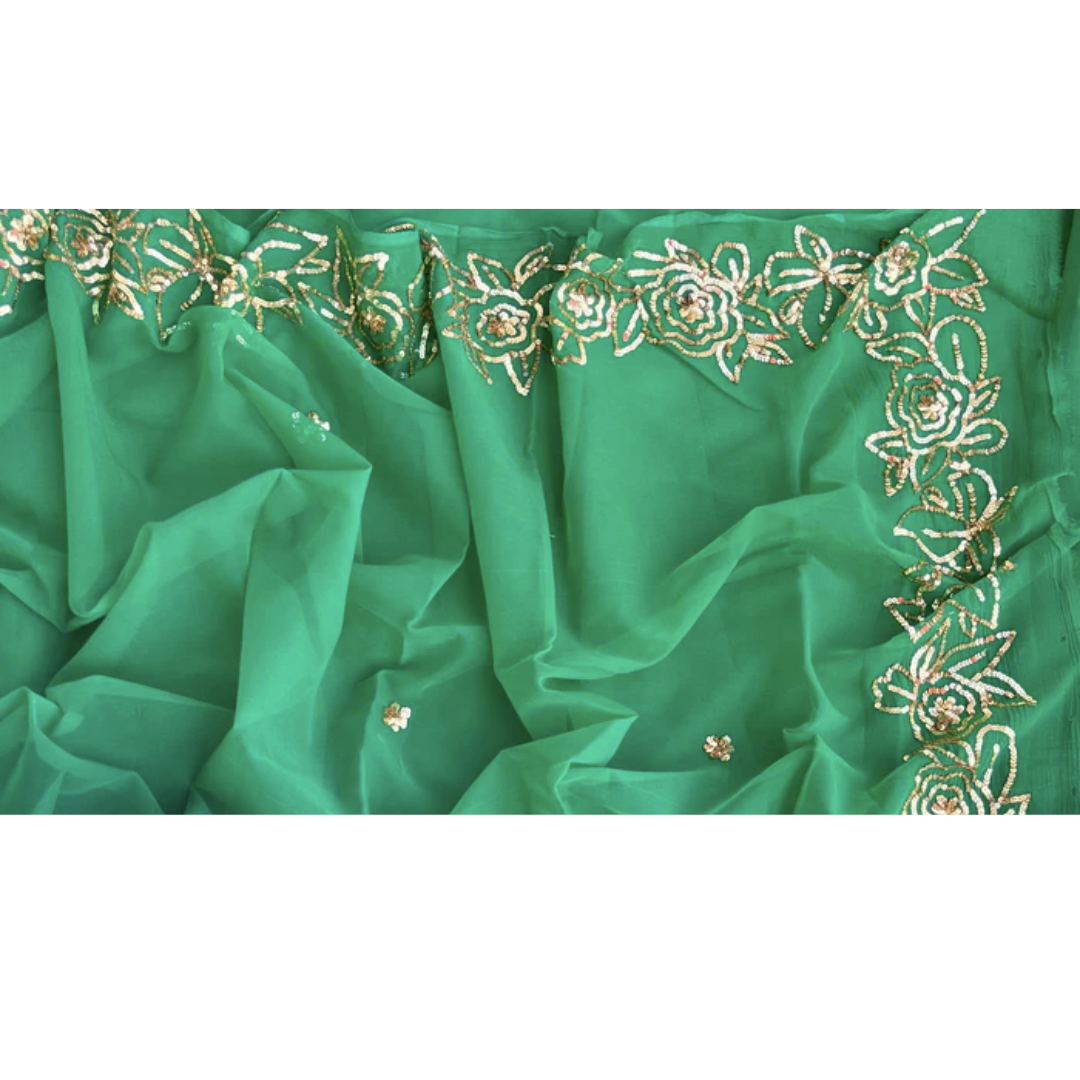 Mughlai Sequin Pure Chiffon Saree