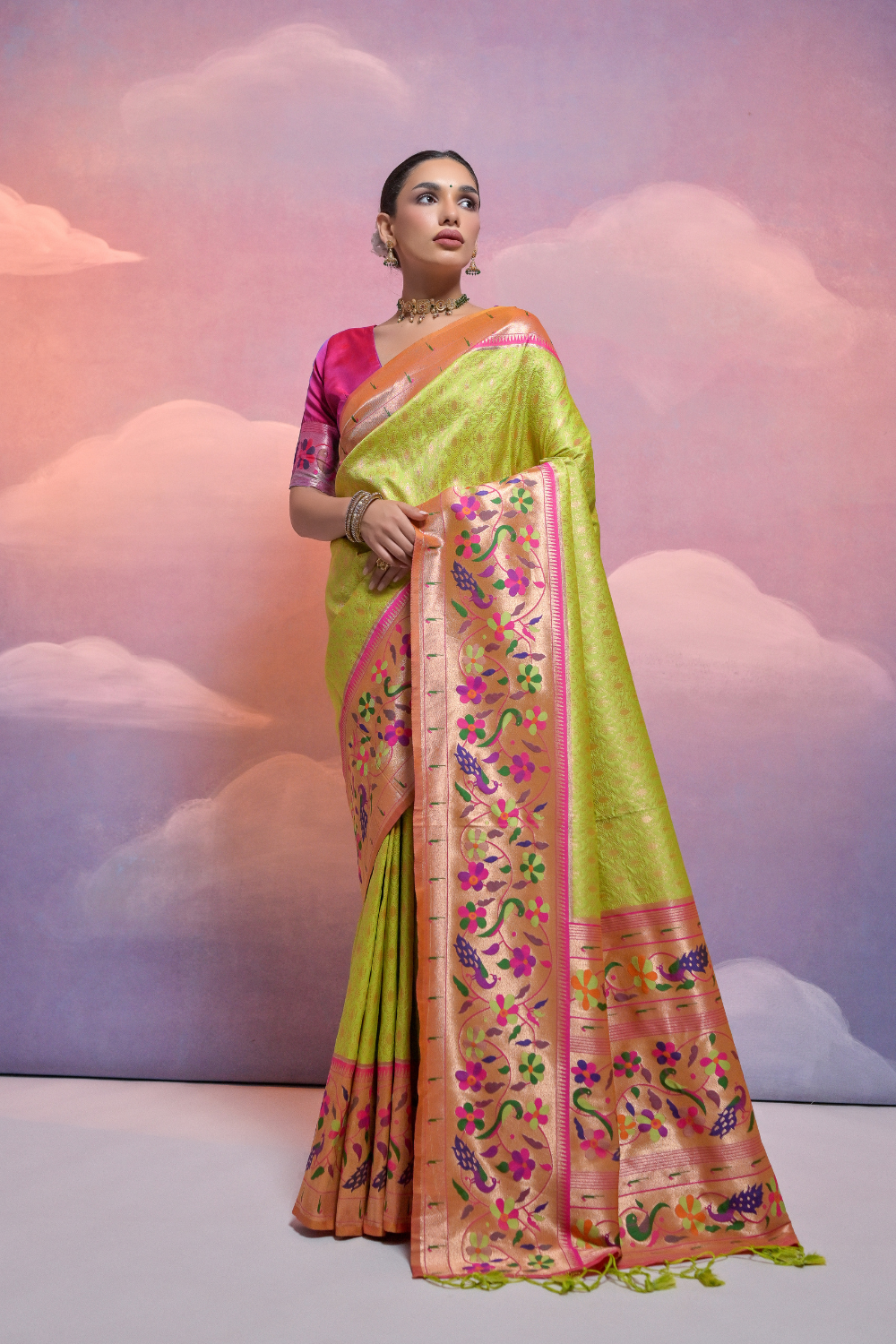Pista Paithani Silk Saree