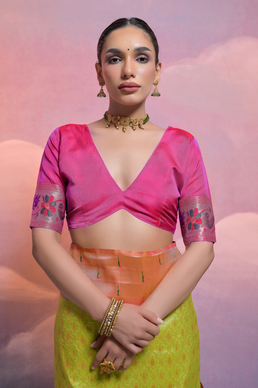Pista Paithani Silk Saree