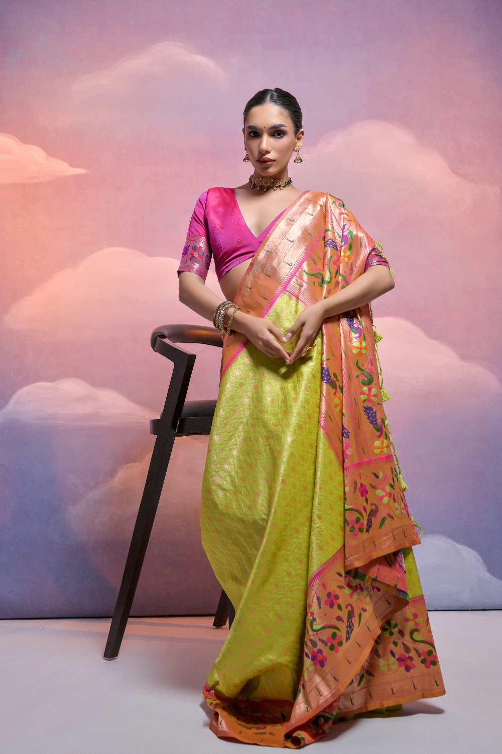 Pista Paithani Silk Saree