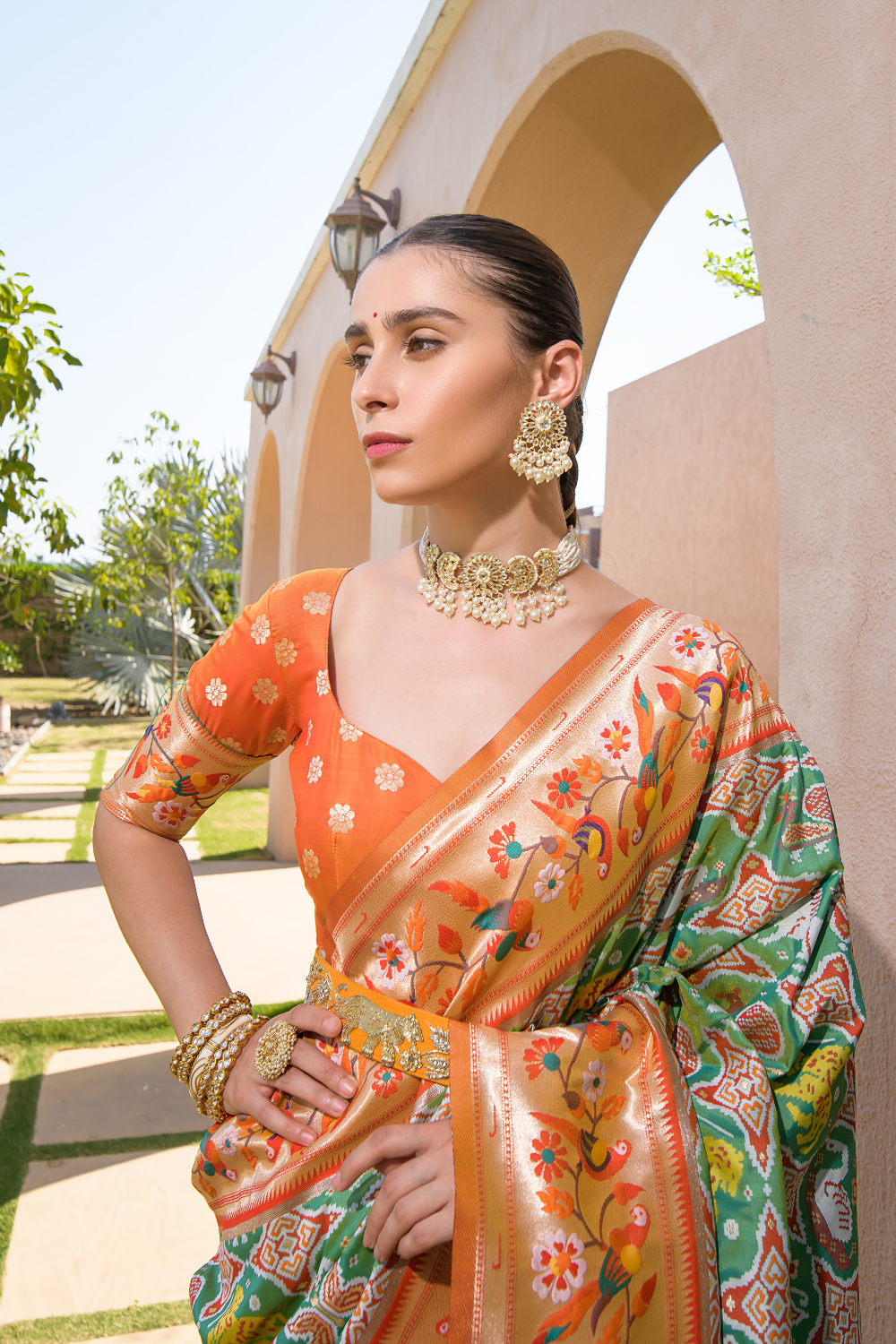 Orange Paithani Silk Saree