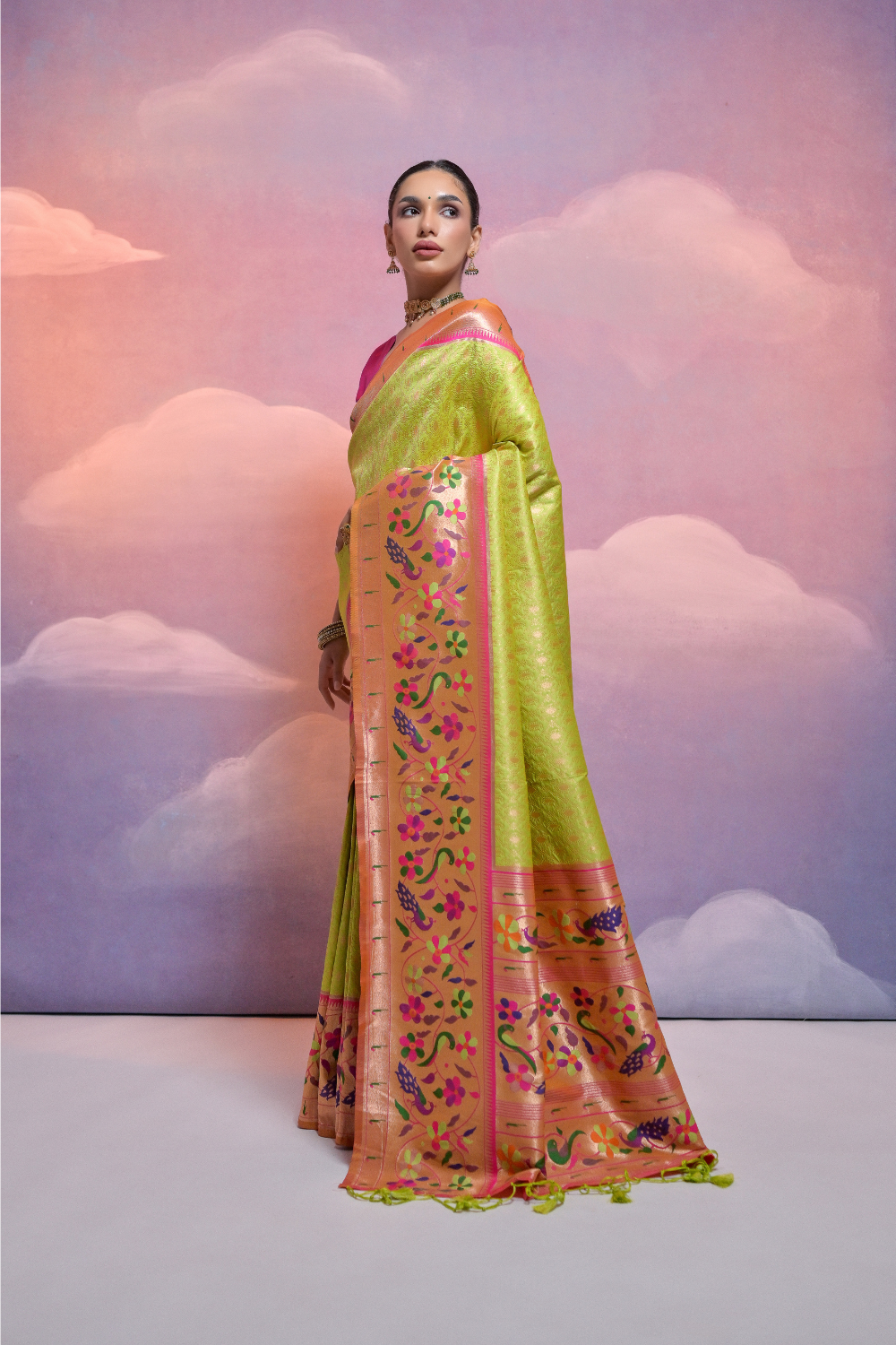 Pista Paithani Silk Saree