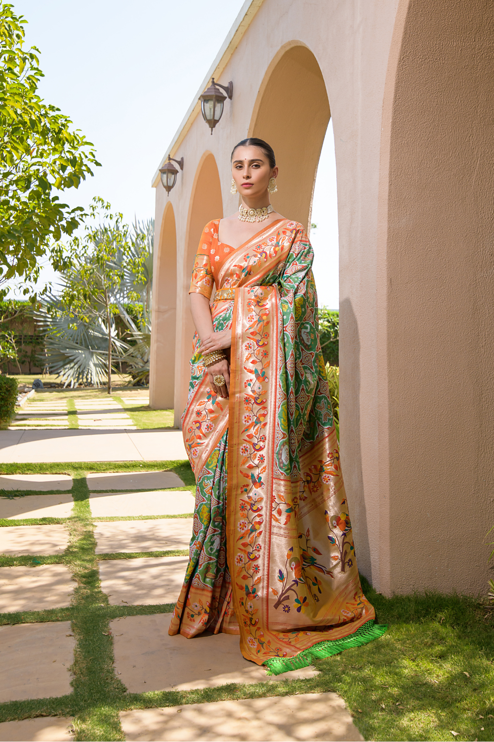 Orange Paithani Silk Saree