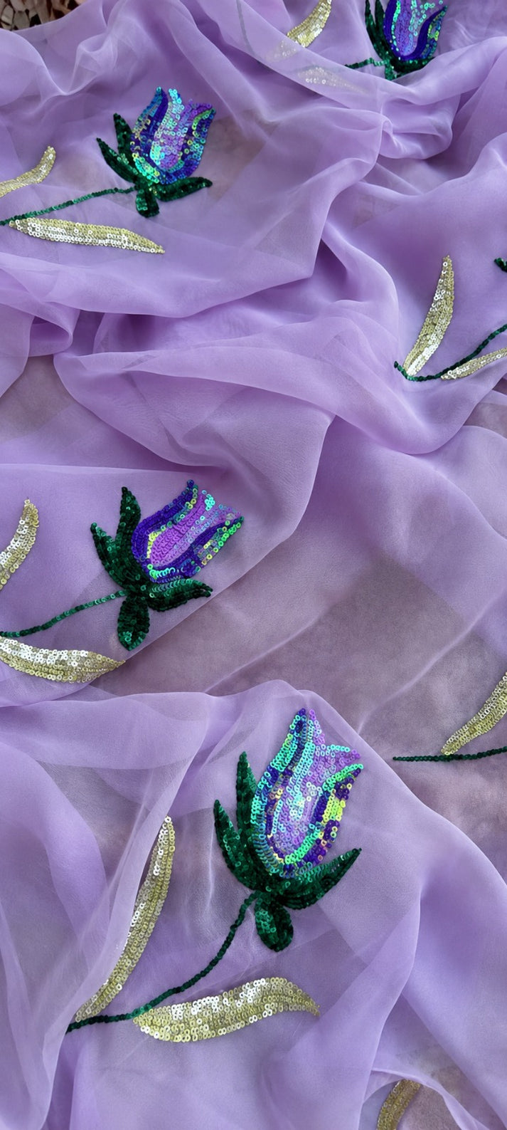 Mauve Tulip Chiffon Saree