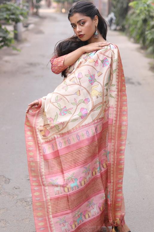 Mirza Soft Tussar Silk Saree