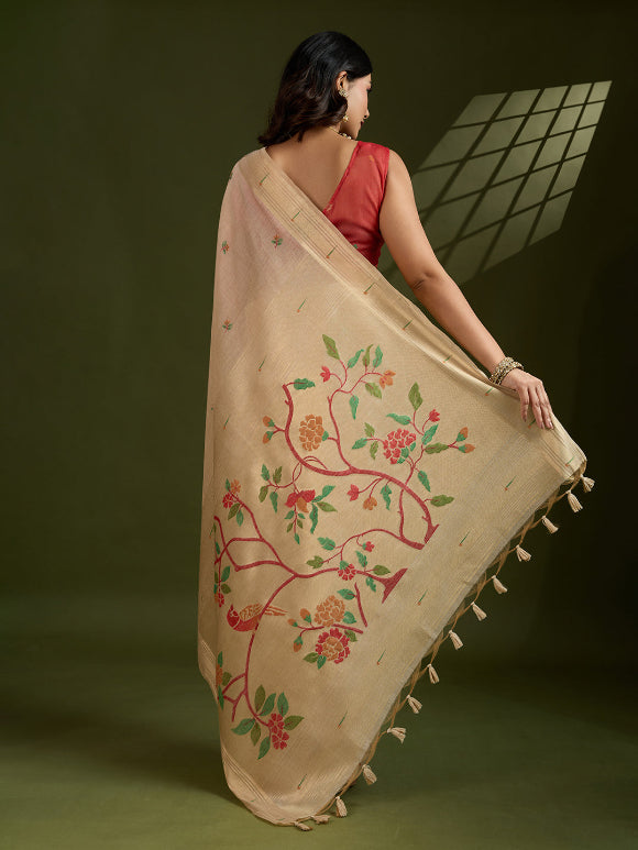 Chiku Muga Cotton Saree