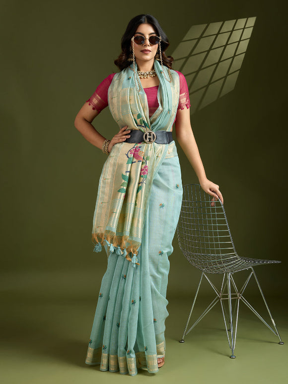 Chiku Muga Cotton Saree