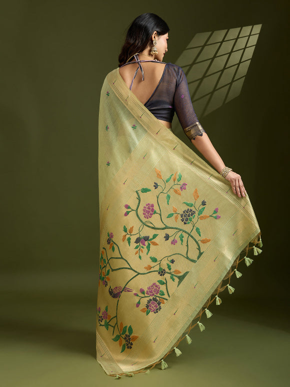 Chiku Muga Cotton Saree