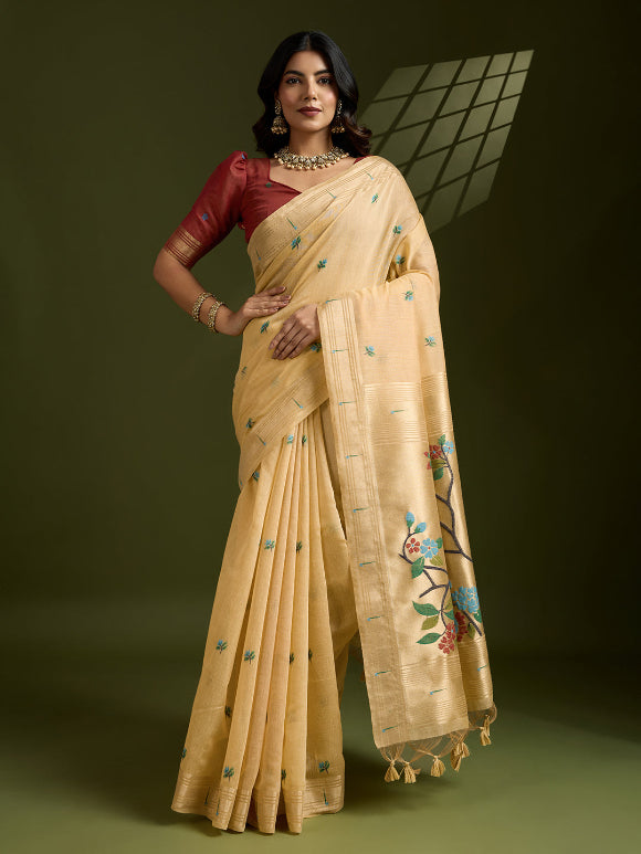 Chiku Muga Cotton Saree
