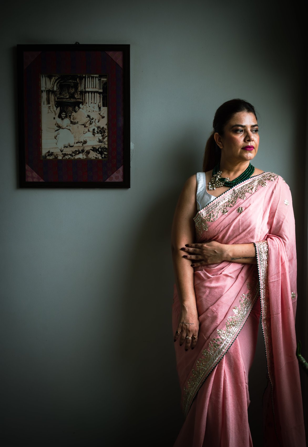 Pink Bloom Chinon saree