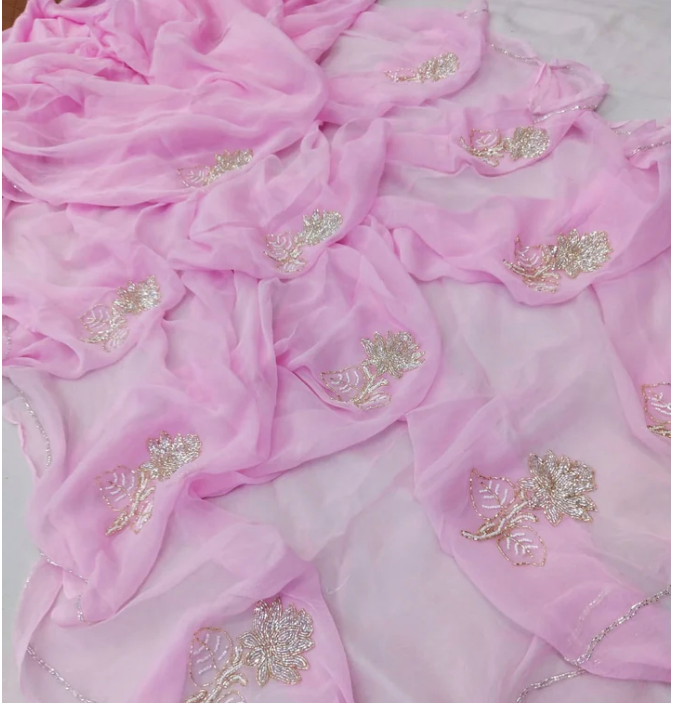 Karvy Beads & Sequins Chiffon Saree