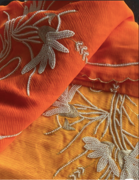 Sparrow Pearl Chiffon Saree