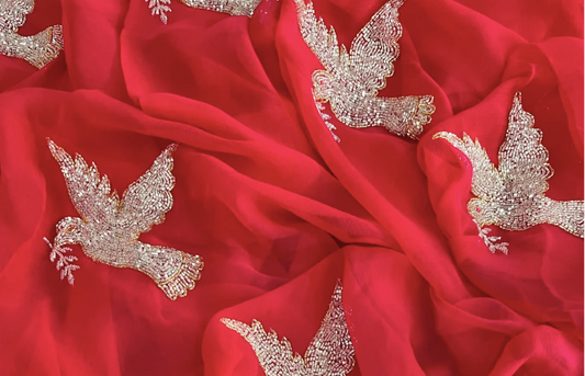 Humming Bird Cutdana Chiffon Saree