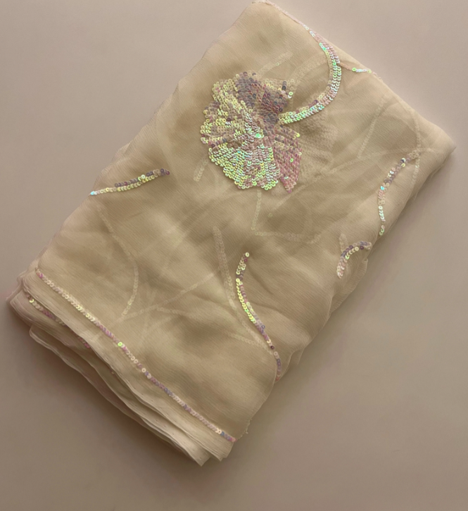 Blue Lagoon Pure Chiffon saree