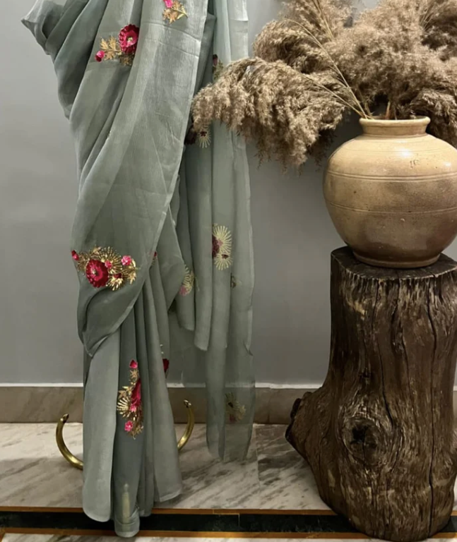 Grey Love Chiffon saree