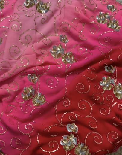 Bridal Sequin Chiffon Saree