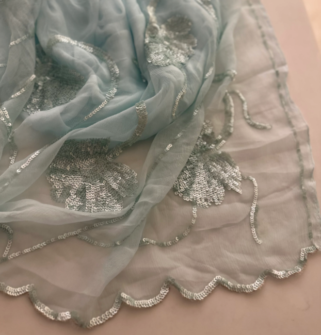 Blue Lagoon Pure Chiffon saree