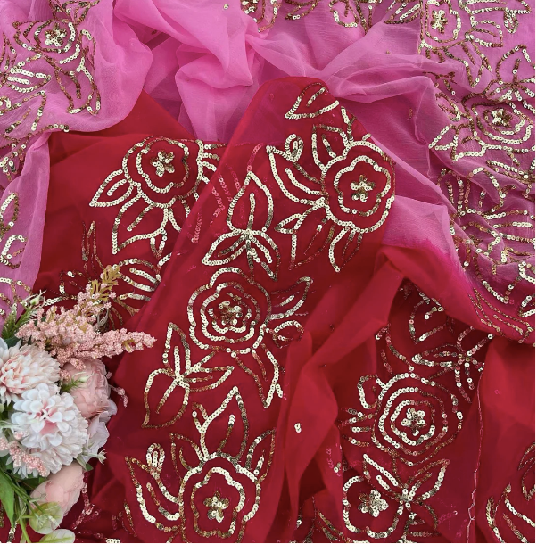 Mughlai Sequin Pure Chiffon Saree