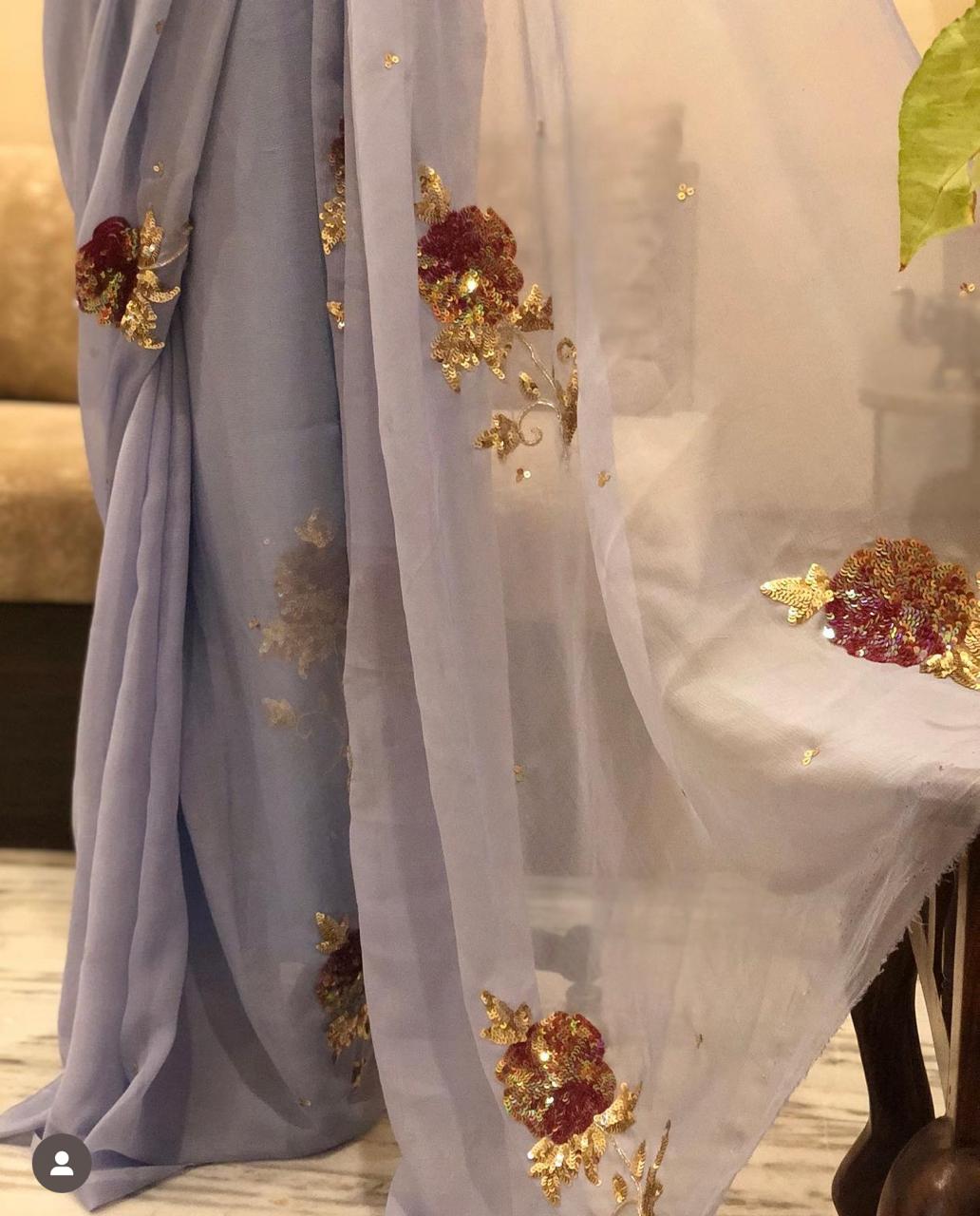 Grey Love Chiffon saree