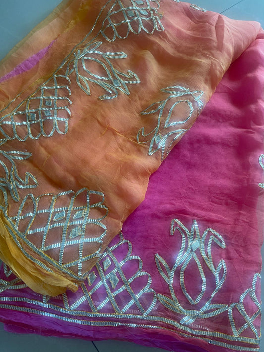 Gulzar Gotta Patti Chiffon saree