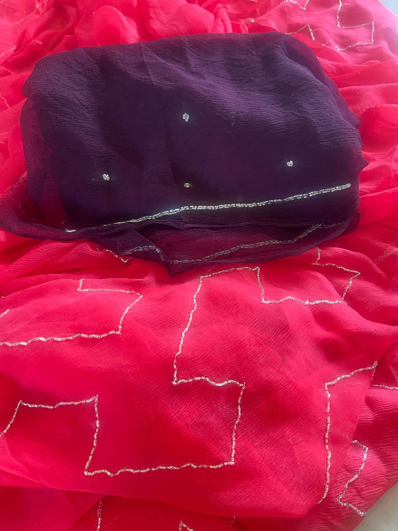 Gulaal Cut Dana Pure Chiffon Saree