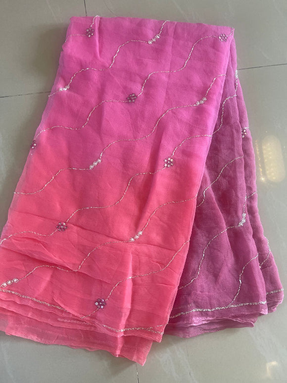 Aaina Sequins Pearl Chiffon Saree