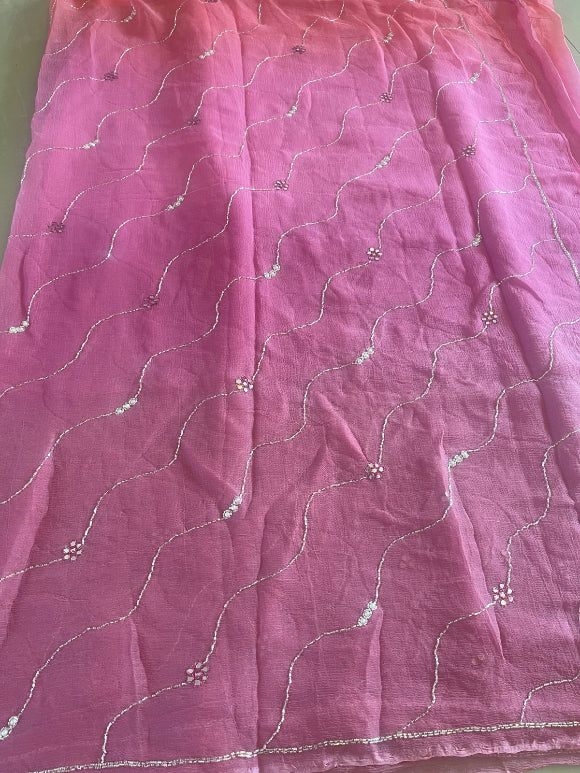 Aaina Sequins Pearl Chiffon Saree