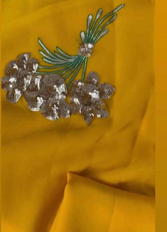 Sun Sequin Pure Chiffon Saree
