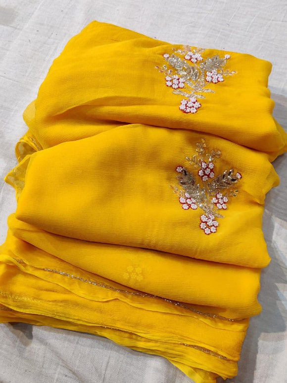 Carnation Pure Chiffon Saree