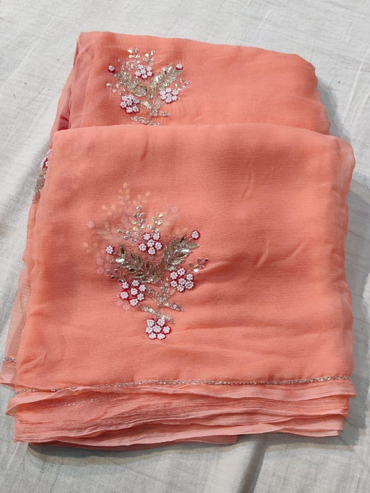 Carnation Pure Chiffon Saree