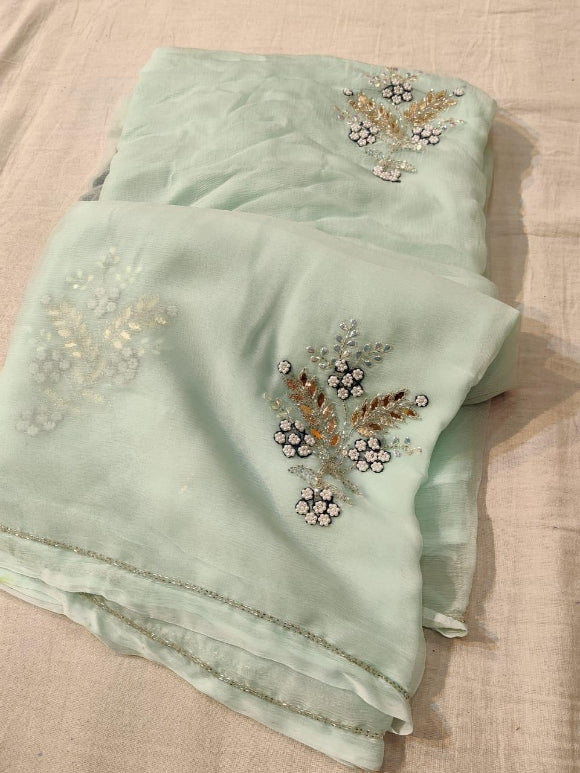 Carnation Pure Chiffon Saree