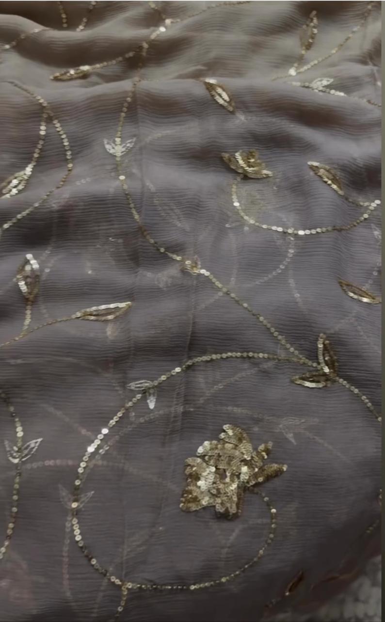 Slate Sequin Pure Chiffon Sequin