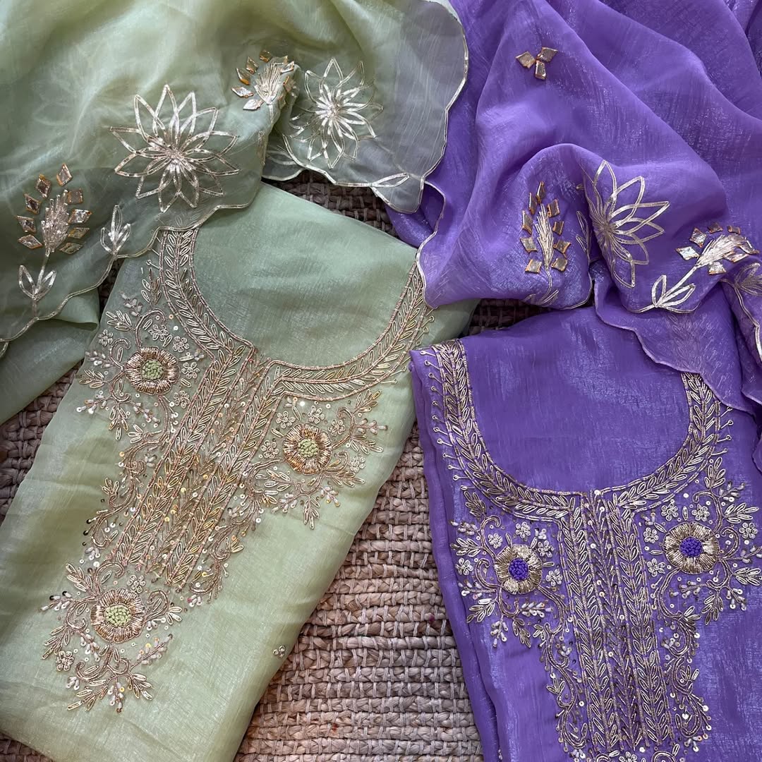 Zardozi Chanderi Suit Fabric