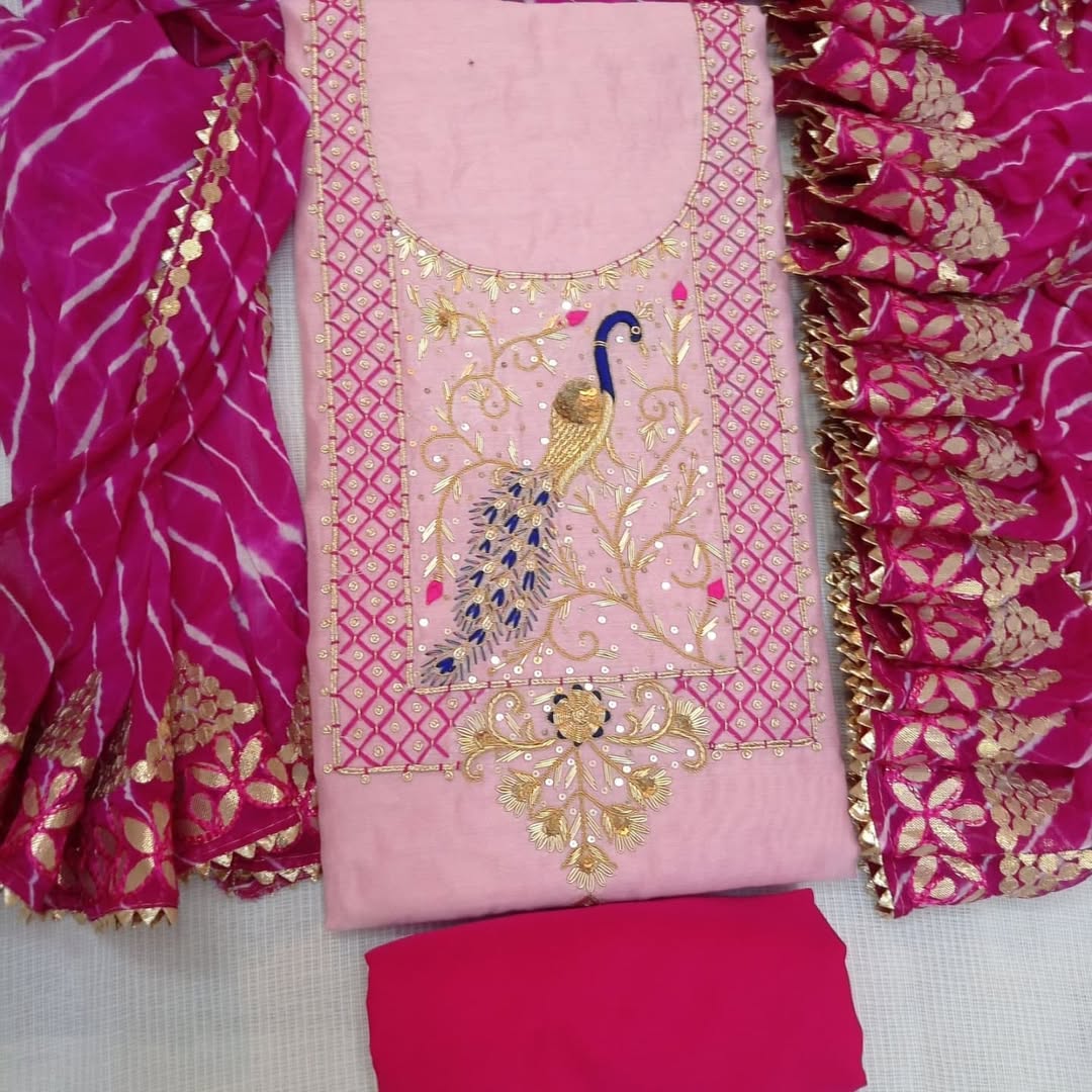 Peacock Organza Suit Fabric