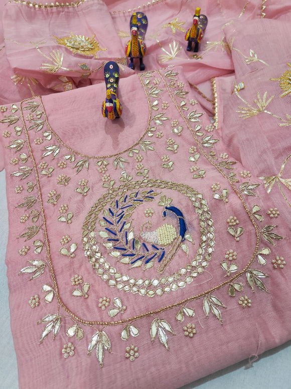 Peacock Organza Handwork Suit