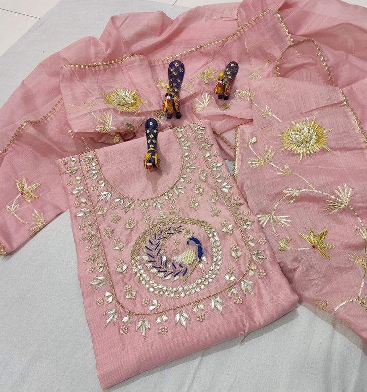 Peacock Organza Handwork Suit