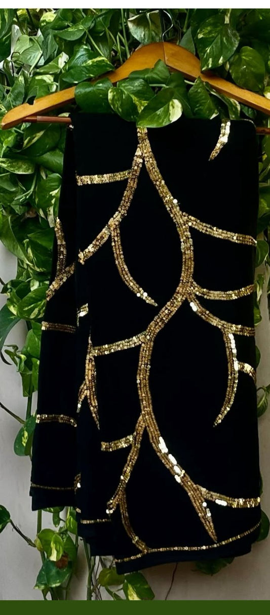 Black Sequins Zaal Chiffon Saree