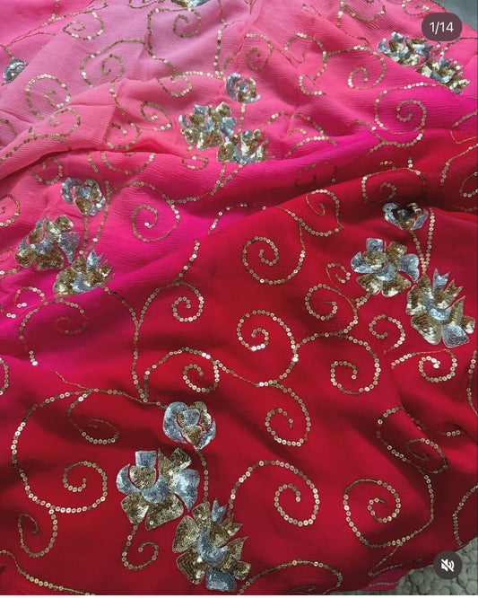 Bridal Sequin Chiffon Saree