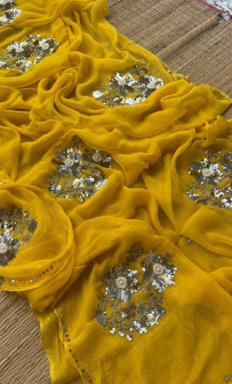 Disha Sequin Pure Chiffon Saree