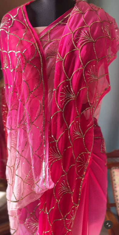 RimJhim Sequin Chiffon Saree