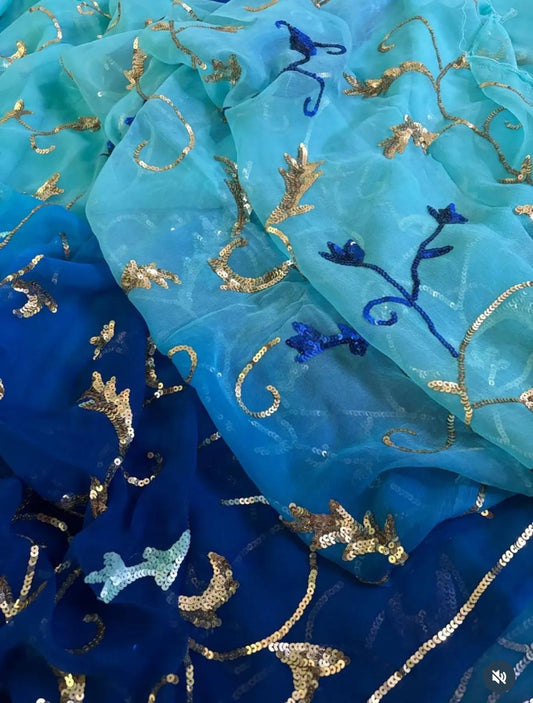 Avatar Sequin Pure Chiffon Saree