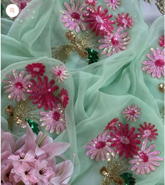 Bouquet Sequin Chiffon Saree